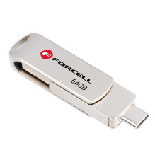 Forcell Pendrive 64GB USB 3.2 Gen 1 (USB A / USB C) Forcell F-Data Metal Duo silver