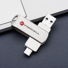 Forcell Pendrive 64GB USB 3.2 Gen 1 (USB A / USB C) Forcell F-Data Metal Duo silver