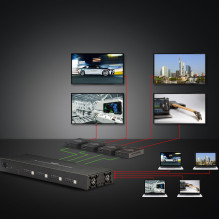 AV Matrix Prailginimas - LINDY Cat.6 4x4 HDMI 4K60 ir IR Matricos Prailginimas, 70 m, Juodas