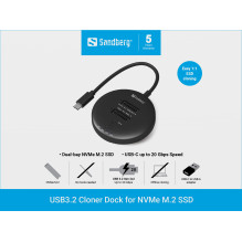 „Sandberg 136-72 USB 3.2 Cloner Dock“, skirtas NVMe M.2 SSD diskui