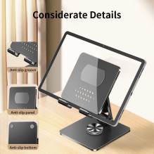iLike STM4 Metal Tablet PC Holder Stand with Adjustable Perfect Angle &amp; 360 Rotation Black Black
