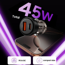 Tech-Protect CC03 45W 2-Port USB-A / USB-C Car Charger - Black