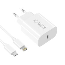 Tech-Protect NC20W Wall Charger with 100 cm USB-C / Lightning Cable - White