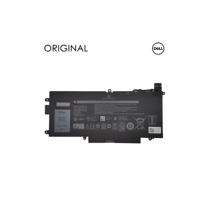 Laptop battery DELL K5XWW, 7500mAh, Original