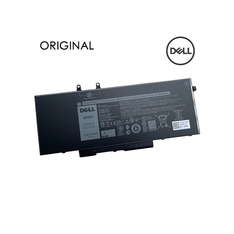 Laptop battery DELL 4GVMP, 68Wh, Original