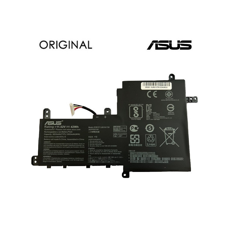 Nešiojamo kompiuterio baterija ASUS B31N1729, 3653mAh, Original