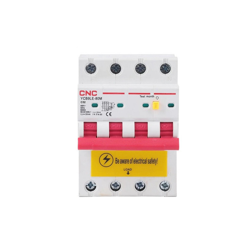 Residual current relay with circuit breaker, 4P, 32A, class C, 30mA, 6kA