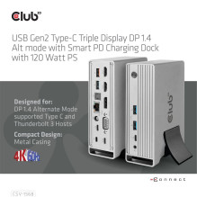 Įkrovimo stotelė / USB-C 120W CSV-1568 CLUB3D