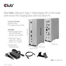 Įkrovimo stotelė / USB-C 120W CSV-1568 CLUB3D