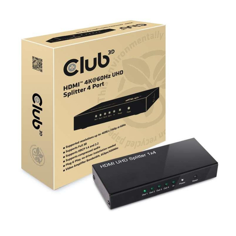 I / O VIDEO SPLITTER HDMI 4PORT / 4K60HZ 2.0 UHD CSV-1380 CLUB3D