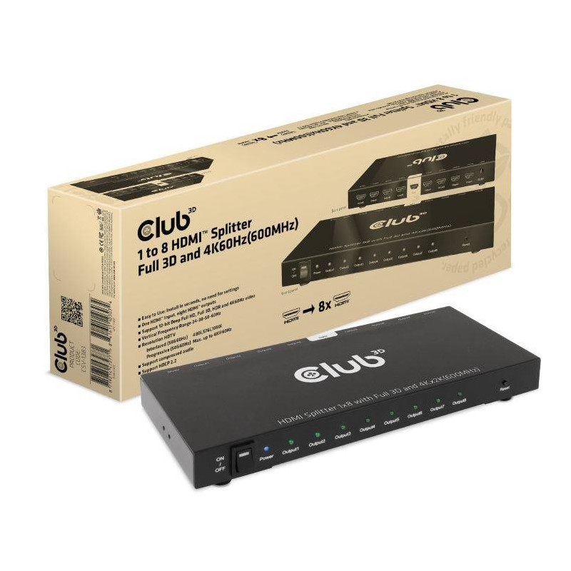 I / O VIDEO SPLITTER HDMI 8PORT / 3D 4K 60HZ CSV-1383 CLUB3D