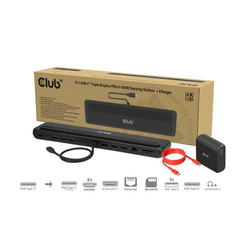 NB ACC įkrovimo stotelė 12in1 / USB-C 100W CSV-2541 CLUB3D