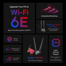 TP-LINK AXE5400 Wi-Fi 6E Bluetooth 5.3 PCIe Adapter Archer TXE75E TP-LINK AXE5400 Wi-Fi 6E Bluetooth 5.3 PCIe Adapter Archer TXE75E