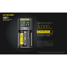 NITECORE 2 Bay 4A NiMH / NiCd, Li-ion, IMR, LiFePo4 Inteligent USB Battery Charger UMS2