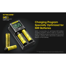 NITECORE 2 Bay 4A NiMH / NiCd, Li-ion, IMR, LiFePo4 Inteligent USB Battery Charger UMS2