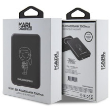 Karl Lagerfeld Ikonik MagSafe 5W 3000mAh Inductive Power Bank - Black