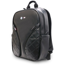 BMW Carbon Pockets &amp; Metal Logo 16" Laptop Backpack - Black
