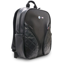 BMW Carbon Pockets &amp; Metal Logo 16" Laptop Backpack - Black