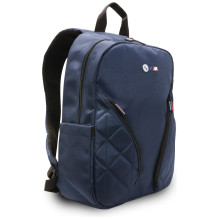 BMW Nylon Pockets &amp; Metal Logo 16" Laptop Backpack - Navy Blue