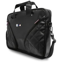 BMW Carbon Pockets &amp; Metal Logo 16" Laptop Bag - Black