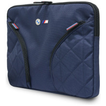 BMW Nylon Pockets &amp; Metal Logo Sleeve 14" Laptop Bag - Navy Blue