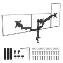 Maclean 3 monitor mount, gas spring, 17"-27", 2-8kg, black, MC-137