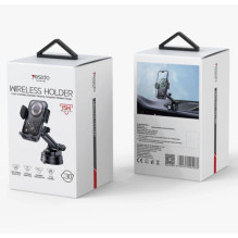 „Yesido“ 15 W belaidis automobilio įkrovimo laikiklis su siurbtuku, juodas