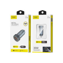 Automobilinis įkroviklis Foneng C16 30W USB-C / USB-A pilkas Automobilinis įkroviklis Foneng C16 30W USB-C / USB-A pilkas