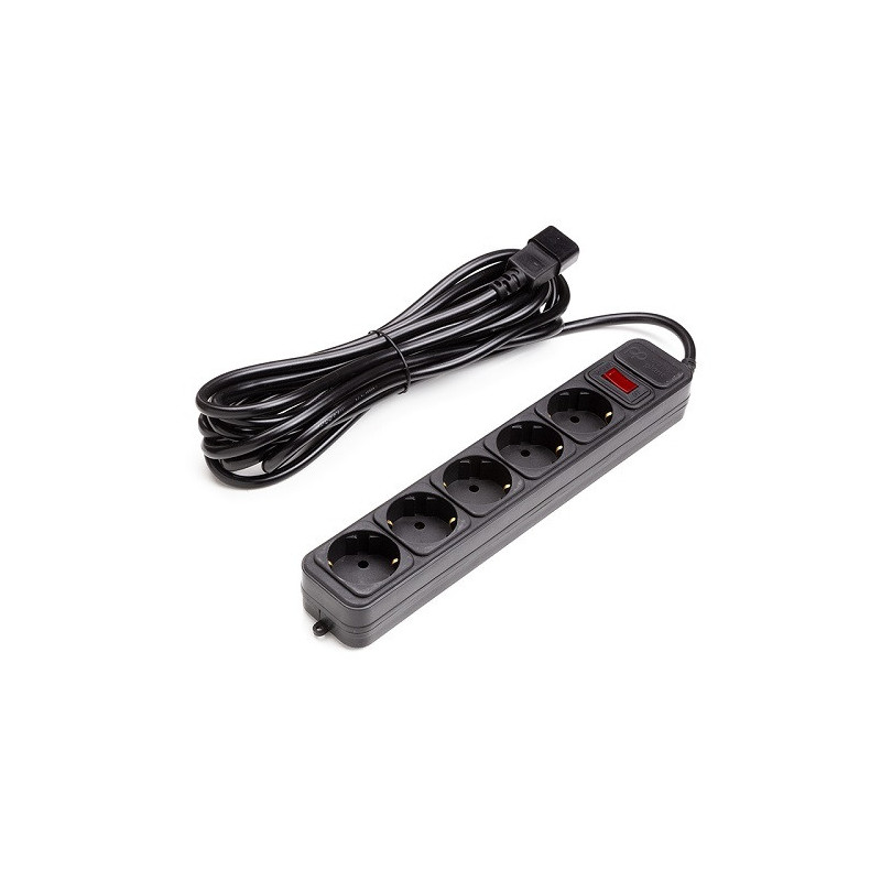 Ilgiklis UPS 5m, 5 lizdai, su jungikliu juodas