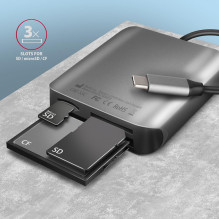ATMINTIES SKAITYTUVAS USB-C 3 LIZDŲ / SD / MICROSD / CF CRE-S3C AXAGON