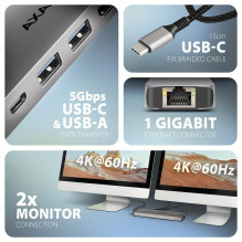 Įvesties / išvesties šakotuvas USB-C 7in1 dvigubas 4K / 0.15M HMC-7HX2 AXAGON