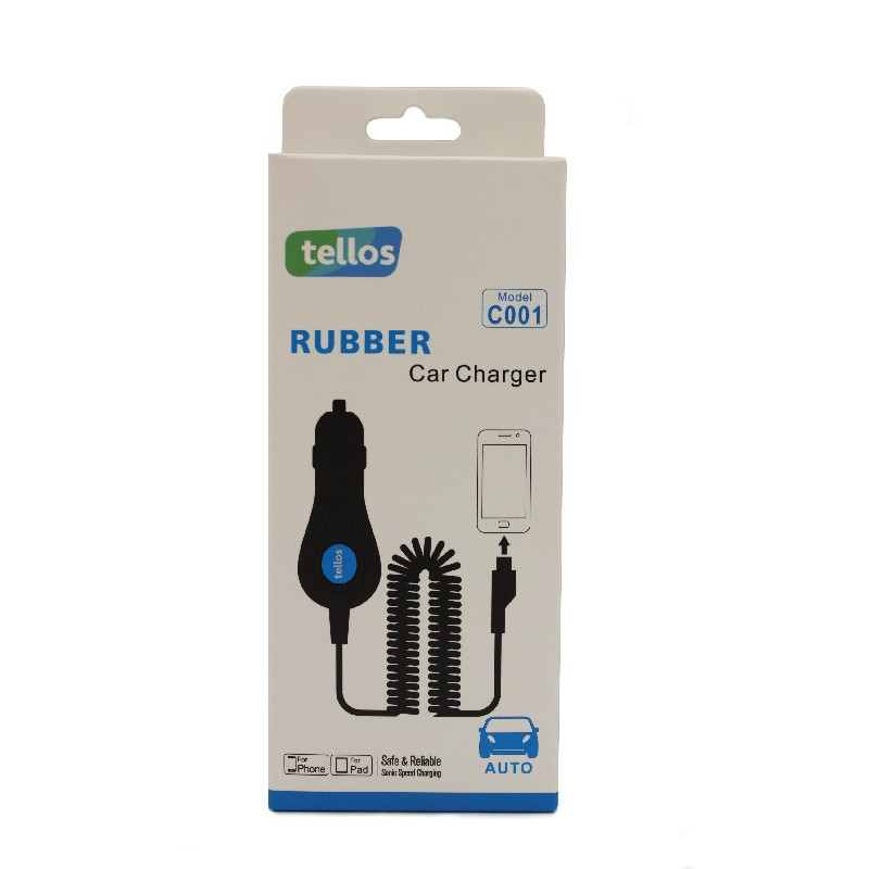Car charger Tellos "Rubber" C001 iPhone 5 / 5S / SE / 6 / 6S / 7 / 7 Plus / 8 / 8 Plus / X (1A) black