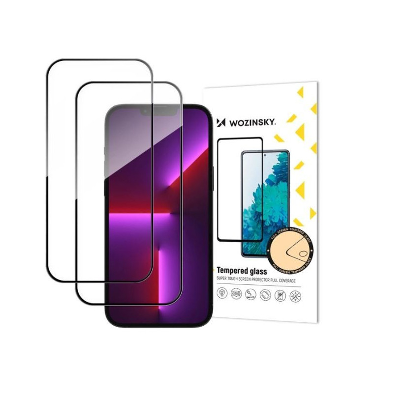 Screen protection glass "Wozinsky 5D Full Glue" Apple iPhone 17 Pro case-friendly black (2pcs)