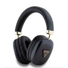 Bluetooth ausinės Guess PU Leather 4G Triangle Logo juodos