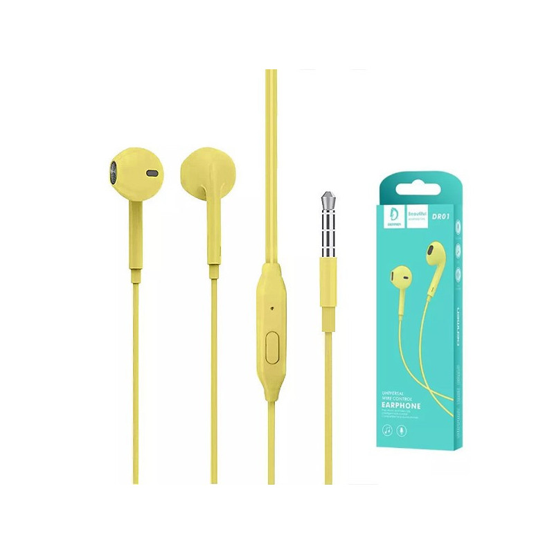 Handsfree Denmen (DR01Y) 3,5mm yellow