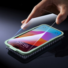 Ugreen SP630 grūdinto stiklo dėklas su tvirtinimo rėmeliu iPhone 16 Pro Max (2 vnt.)