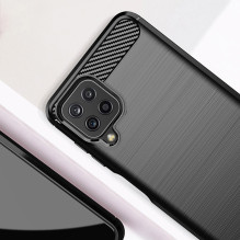 Carbon Case Flexible Cover TPU Case for Samsung Galaxy A22 4G black