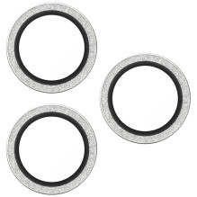 Szkło hartowane na obiektyw PanzerGlass Hoops Glitter do iPhone 17 Pro / 17 Pro Max / 16 Pro / 16 Pro Max - srebrne