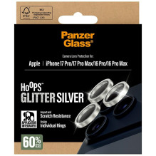 Szkło hartowane na obiektyw PanzerGlass Hoops Glitter do iPhone 17 Pro / 17 Pro Max / 16 Pro / 16 Pro Max - srebrne