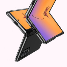 Dėklas, skirtas Samsung Galaxy Z Fold 4 dangteliui su metaliniu juodu rėmeliu