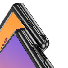 Dėklas, skirtas Samsung Galaxy Z Fold 4 dangteliui su metaliniu juodu rėmeliu