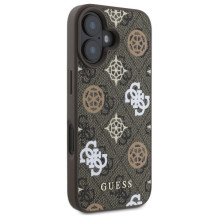Guess Peony On 4G Background MagSafe case for iPhone 16 - brown