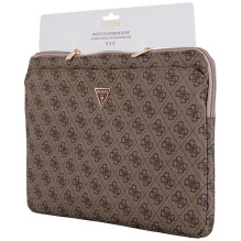 „Guess“ 14 colių nešiojamojo kompiuterio krepšys su užtrauktuku ir kišene „Sleeve 4G“ – rudas