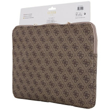 Guess Sleeve 4G Zipper Pocket Triangle Logo 14" Laptop Bag - Brown