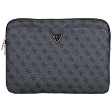 Guess Sleeve 4G Zipper Pocket Triangle Logo 14" Laptop Bag - Black