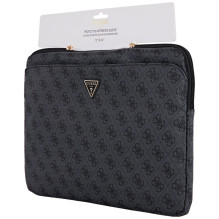 Guess Sleeve 4G Zipper Pocket Triangle Logo 14" Laptop Bag - Black