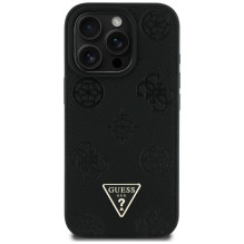„Guess“ grūdėto karšto spaudimo „Peony“ trikampio logotipo „MagSafe“ dėklas, skirtas „iPhone 16 Pro Max“ – juodas