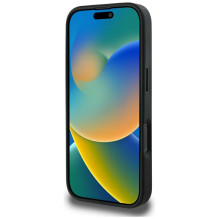 „Guess“ grūdėto karšto spaudimo „Peony“ trikampio logotipo „MagSafe“ dėklas, skirtas „iPhone 16 Pro Max“ – juodas