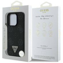 „Guess“ grūdėto karšto spaudimo „Peony“ trikampio logotipo „MagSafe“ dėklas, skirtas „iPhone 16 Pro Max“ – juodas