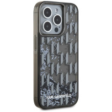 Karl Lagerfeld Liquide Glitter Monogram Gradient iPhone 15 Pro Max Case - Black